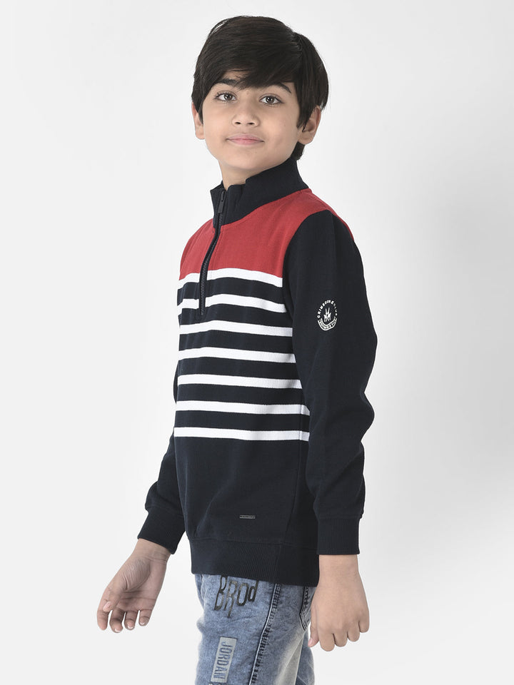  Half-Zipped Red Stripe Sweatshirt 