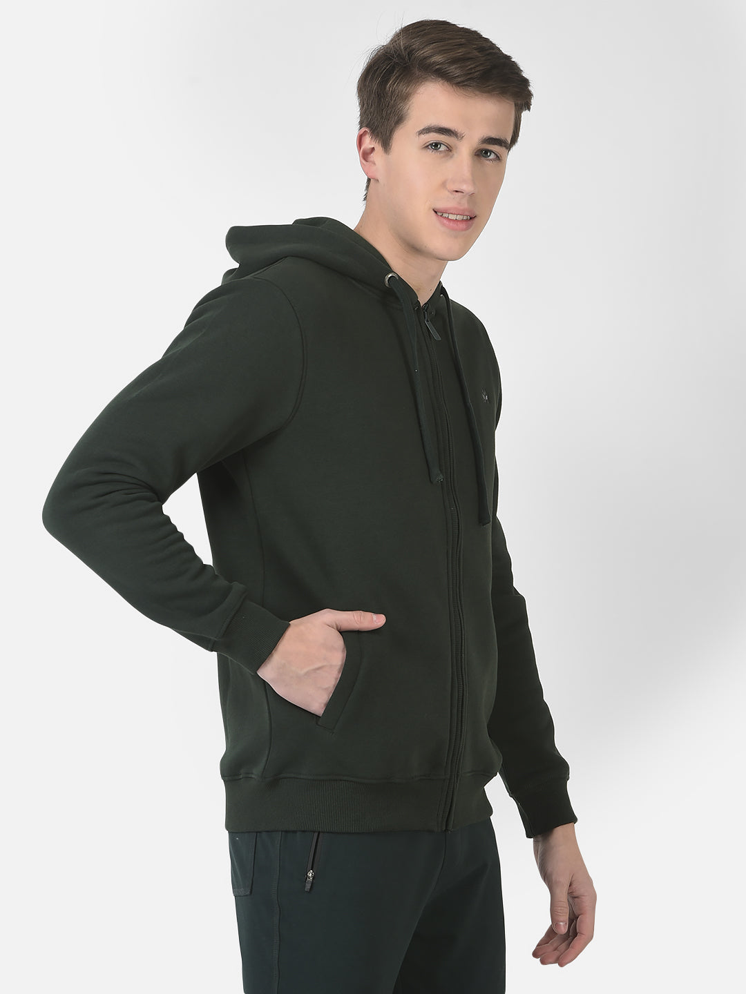  Green Logo-Block Hooded Sweatshirt