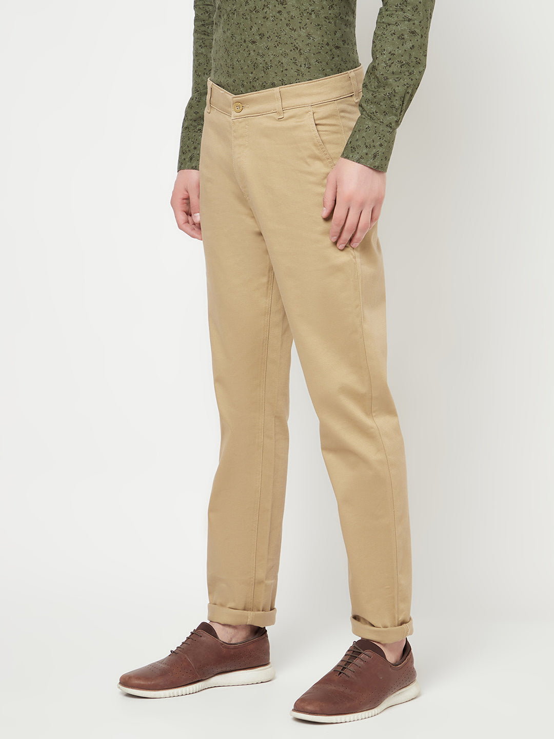 Beige Casual Trousers - Men Trousers