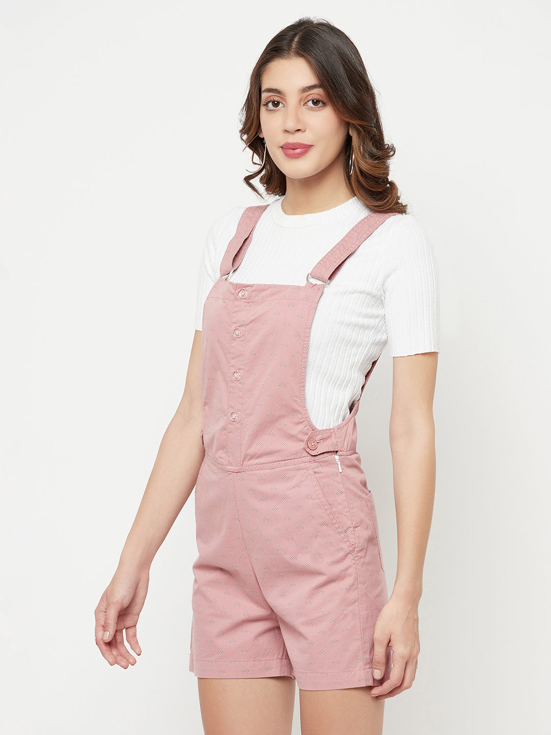 Pink Printed Dungarees - Women Dungarees