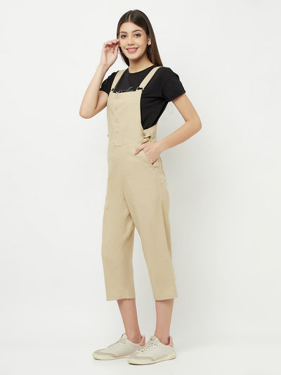 Beige Linen Dungarees - Women Dungarees