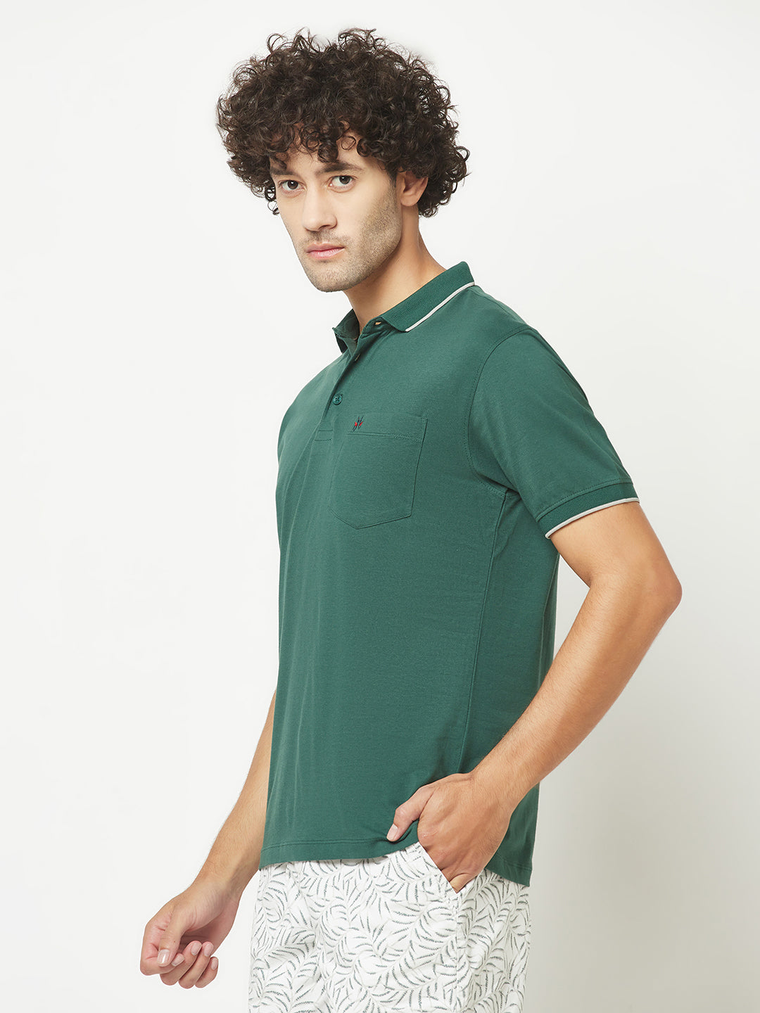  Plain Bottle Green Polo T-Shirt