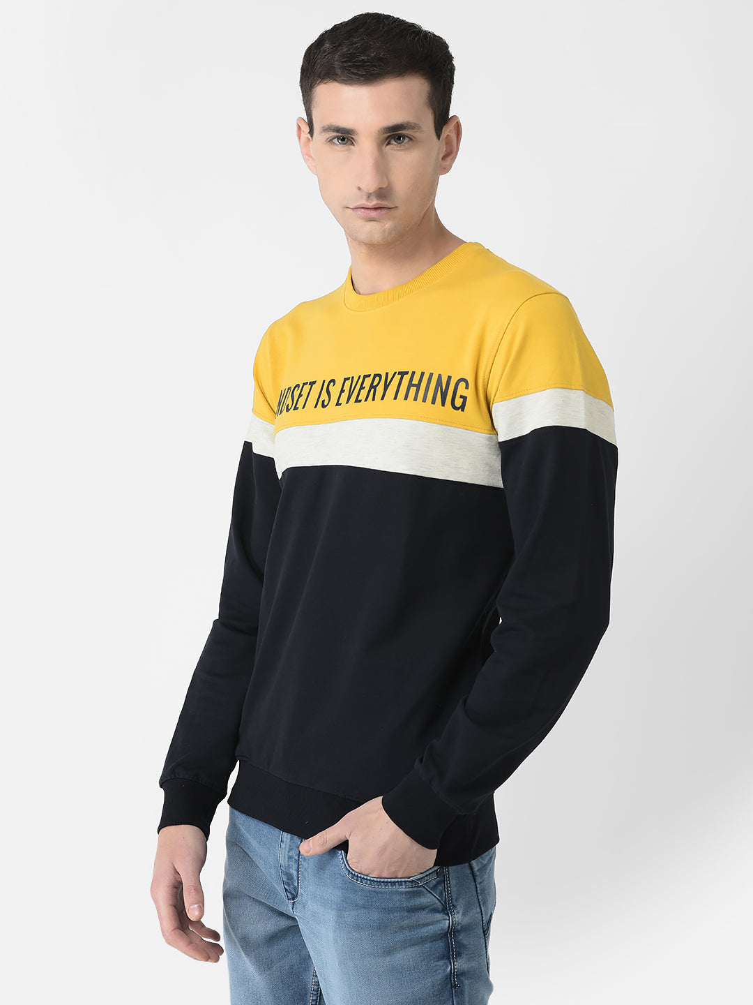  Mustard Colour-Blocked Mindset Sweatshirt