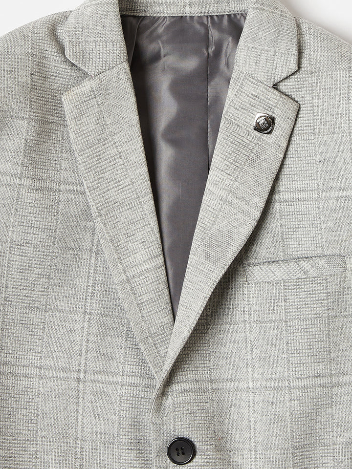 Grey Checked Single Breasted Blazer freeshipping - Crimsoune Club