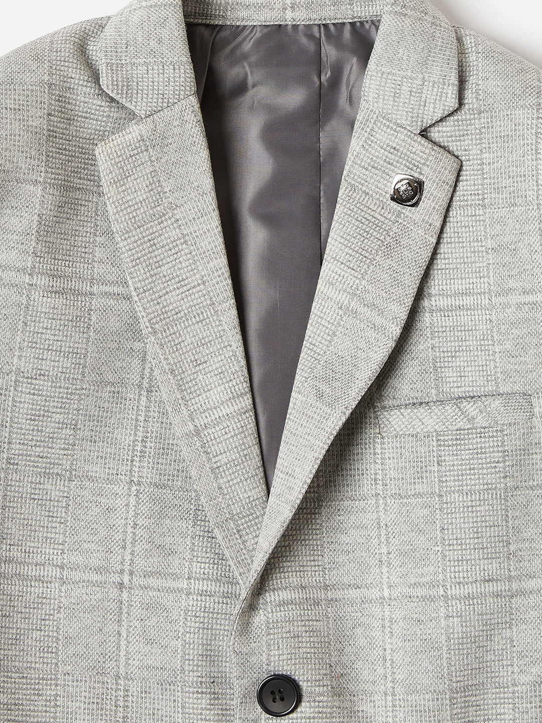 Grey Checked Single Breasted Blazer freeshipping - Crimsoune Club