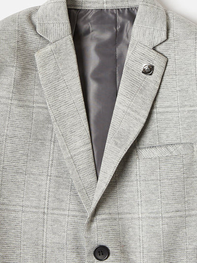 Grey Checked Single Breasted Blazer freeshipping - Crimsoune Club