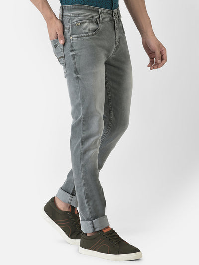  Grey Jeans with Light Wash Effect 