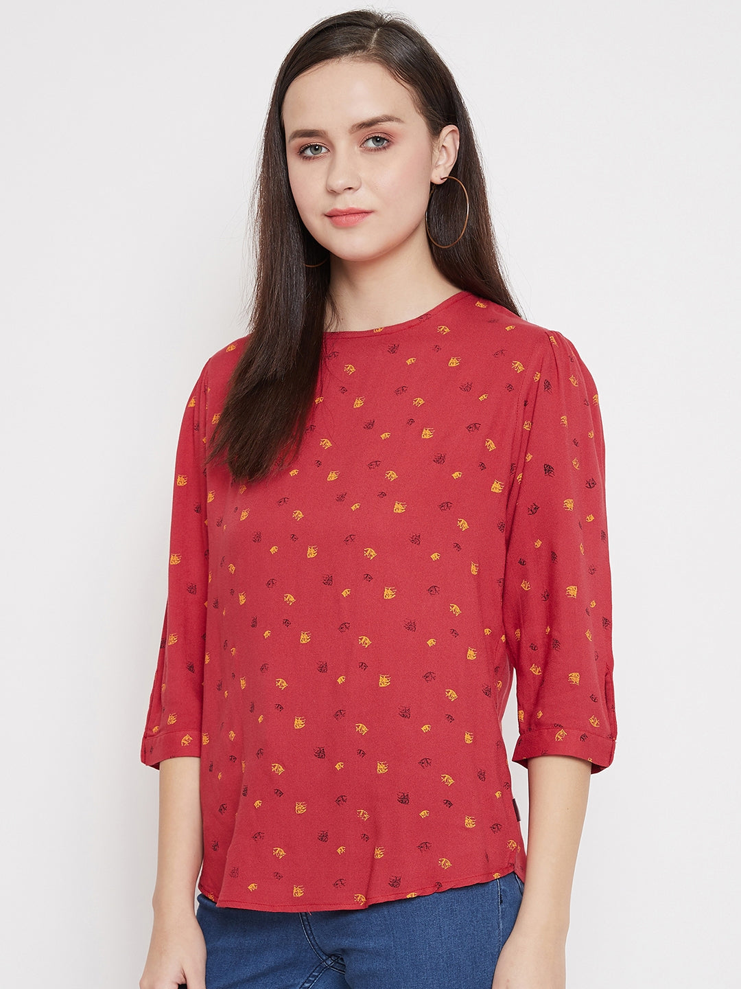 Red Printed Top - Women Tops