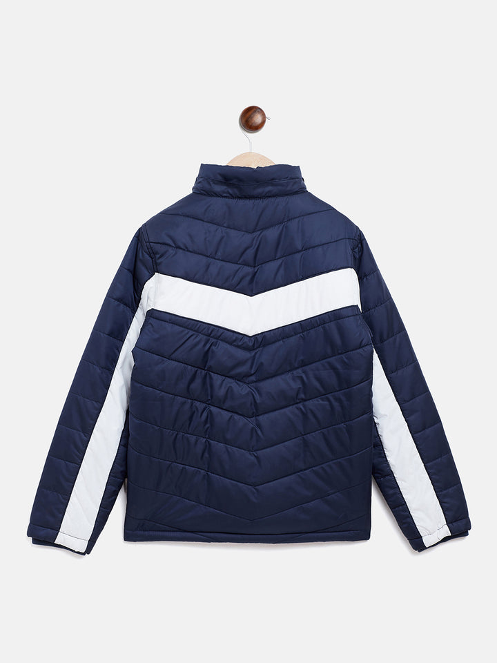 Navy Blue Colorblocked Detachable Hood Jacket - Boys Jacket