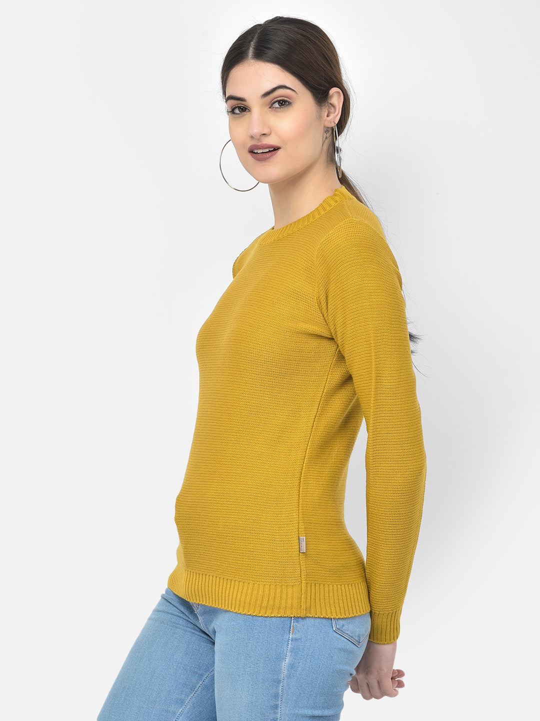 Mustard Round Neck Sweater - Women Sweaters