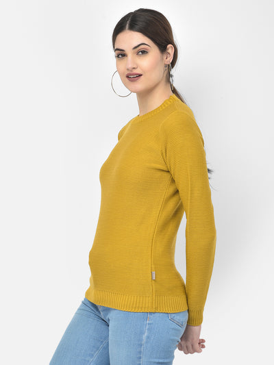 Mustard Round Neck Sweater - Women Sweaters