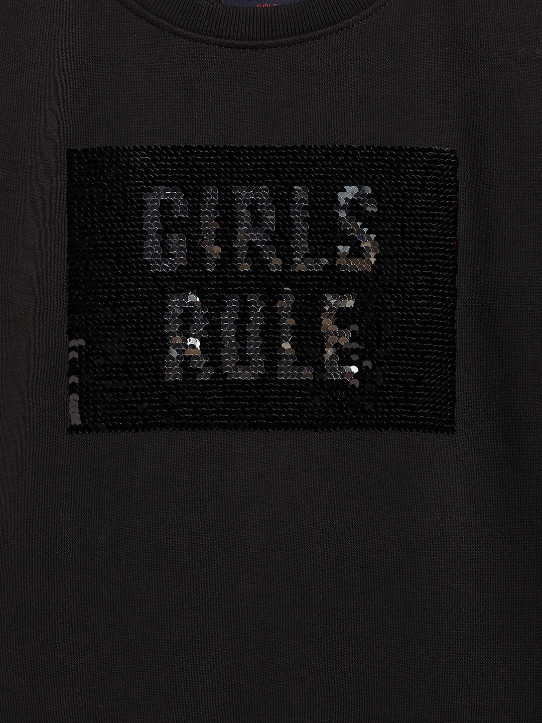 Black Embellished Round Neck Sweatshirt - Girls Sweatshirts