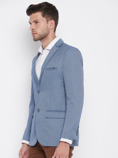 Blue Notched Lapel Blazer - Men Blazers