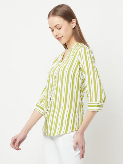 Green Striped Casual Shirt - Women Shirts