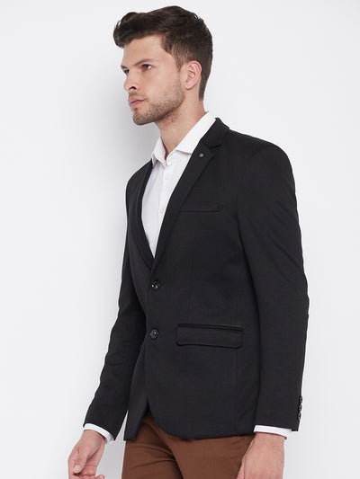 Black Notched Lapel Blazer - Men Blazers