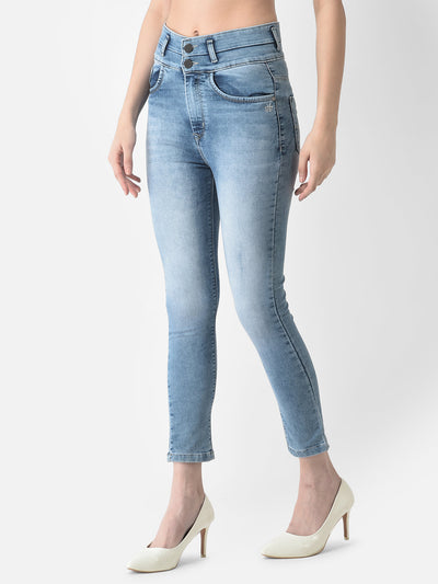  Light Blue High-Waisted Jeans