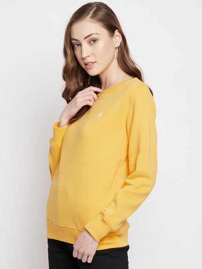 Yellow Round Neck Sweatshirt - Women Sweatshirts