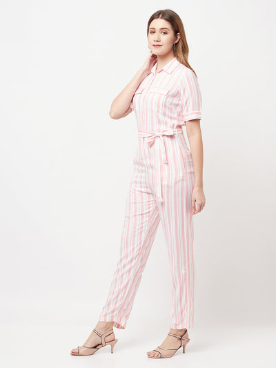 Pink Striped Jumpsuit - Women Jumpsuits