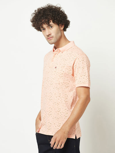  Peach Mini-Floral Polo T-Shirt