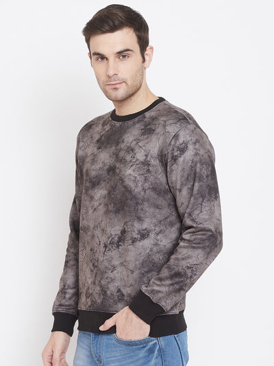 Black Printed Round Neck Sweatshirt - Men Sweatshirts