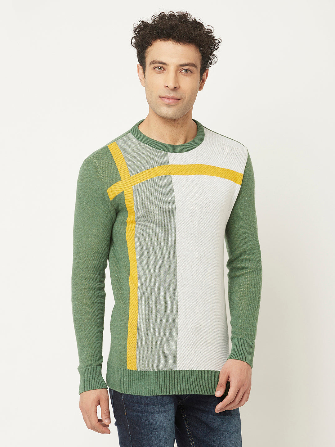 Multi Colour Sweater with Colour-Block Front-Men Sweaters-Crimsoune Club