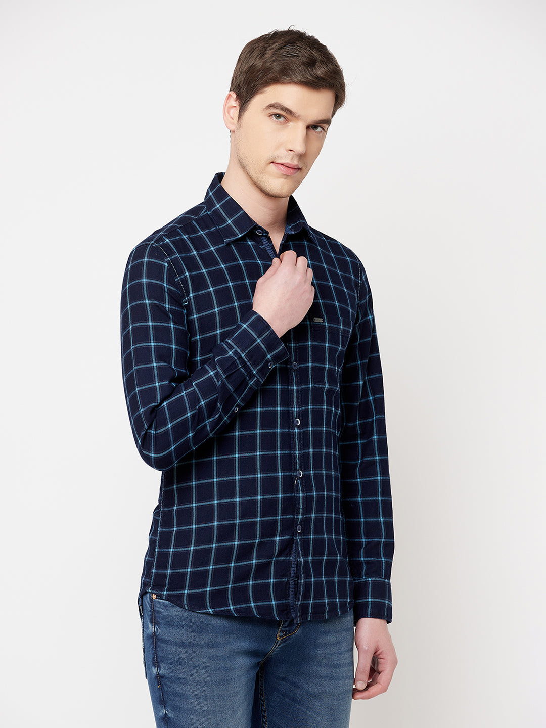 Blue Checked Casual Shirt - Men Shirts