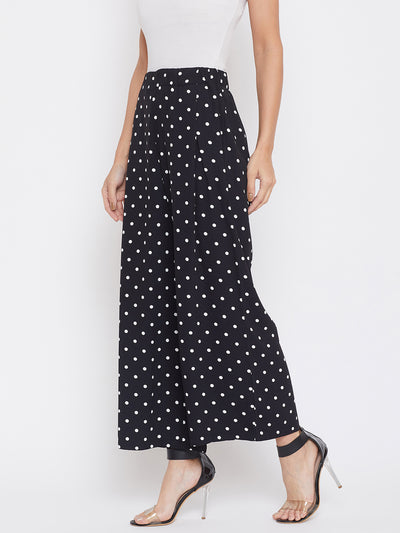 Polka Dots Flared Culottes - Women Trousers