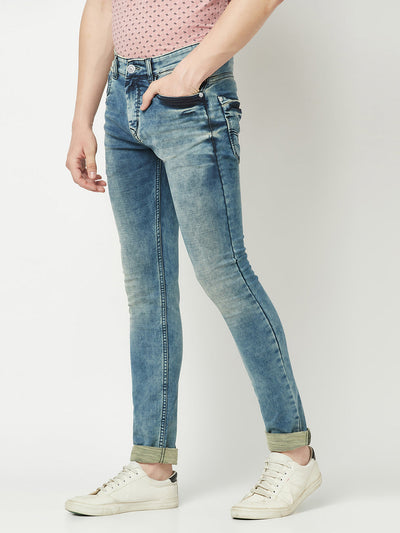  Blue Faded Slim-Fit Jeans