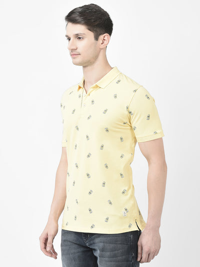  Custard Yellow Graphic Polo T-Shirt