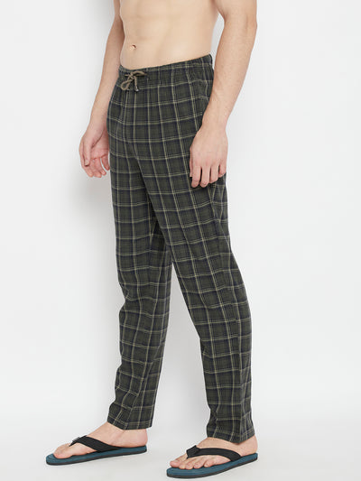 Green Checked Smart Fit Lounge Pants - Men Lounge Pants