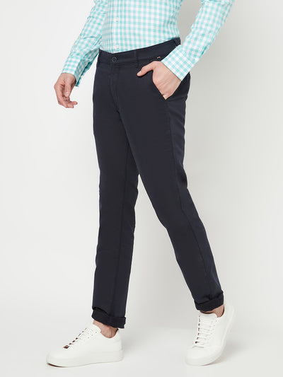 Navy Blue Casual Trousers - Men Trousers