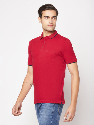  Maroon Minimal Polo T-Shirt