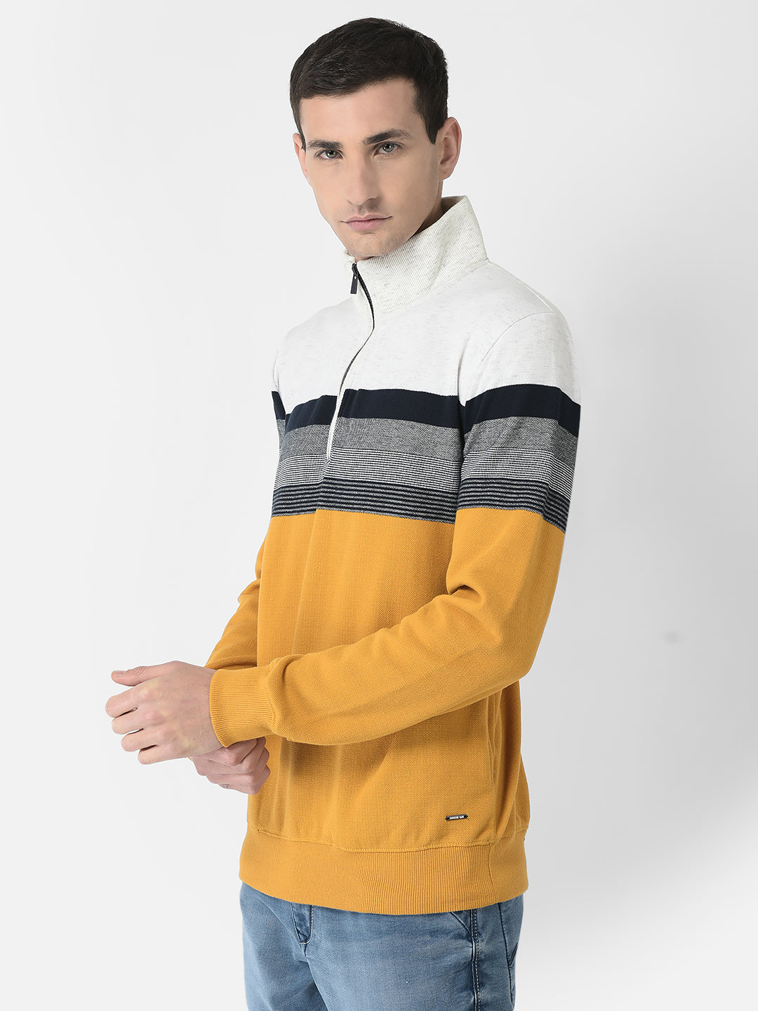  Mustard Colour-Blocked Sweatshirt