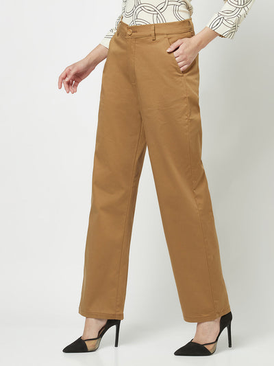 Dark Khaki Straight-Fit Trousers