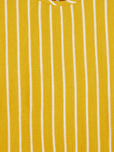 Yellow Striped tie-up Top - Girls Tops