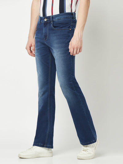 Blue Stone-Wash Boot-Cut Denims