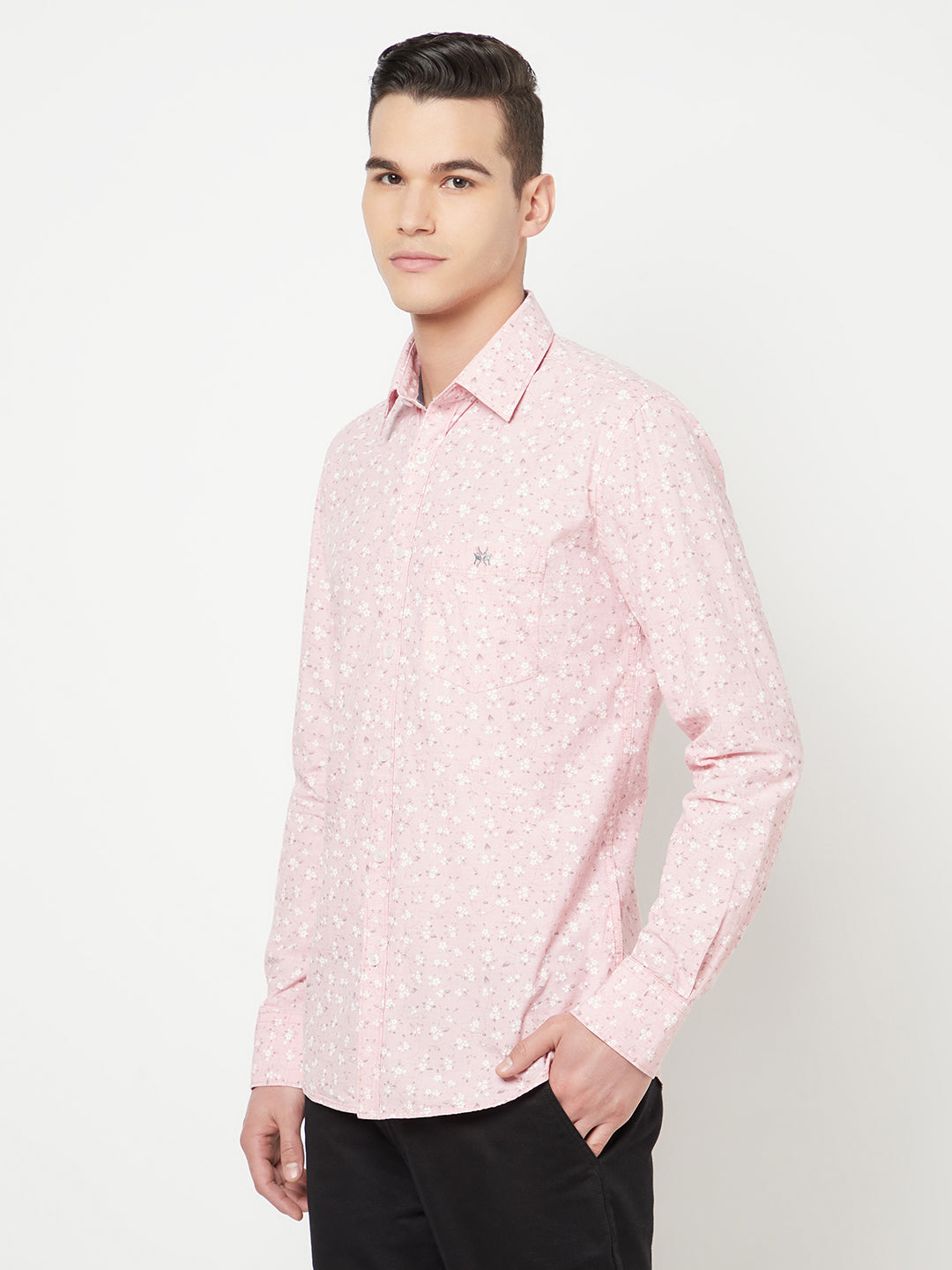 Pink Floral Printed Shirt - Men Shirts