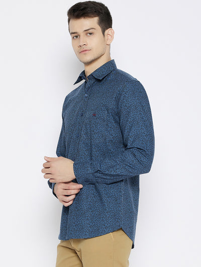 Blue Printed Slim Fit shirt - Men Shirts