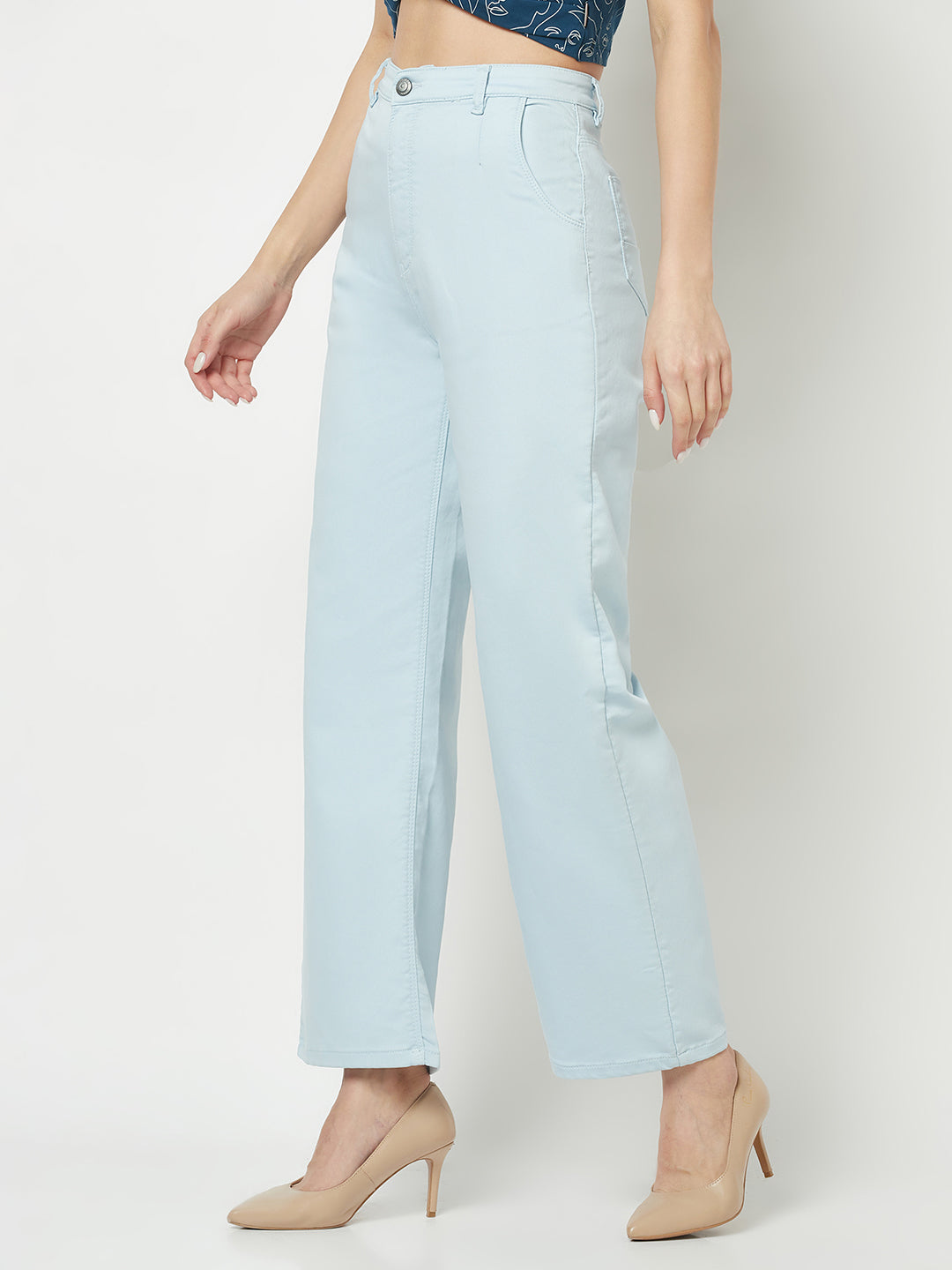  Sky Blue Wide Leg Jeans 