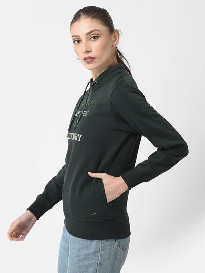  Green Sequenced Typography Sweatshirt 