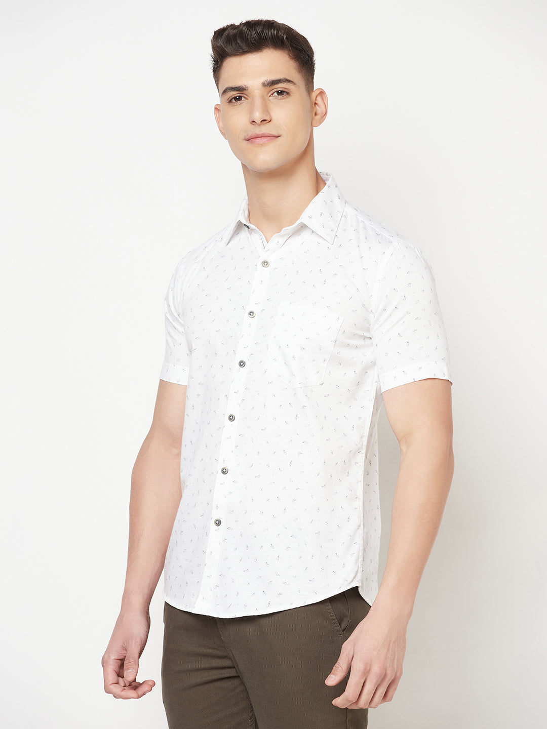 White Floral Shirt - Men Shirts