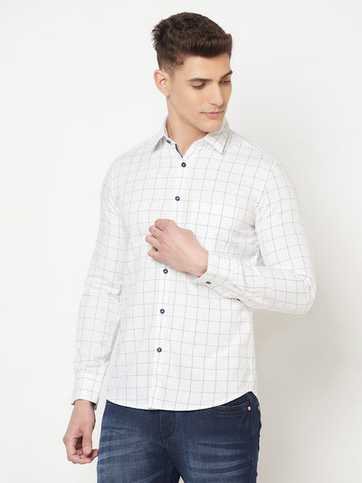 White Graph Checked Shirt - Men Shirts