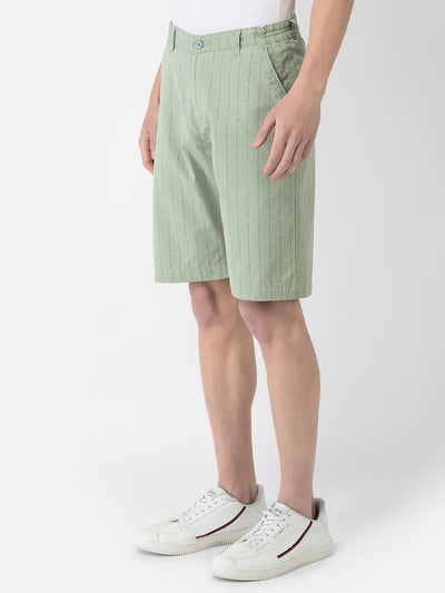  Light Green Striped Chino Shorts