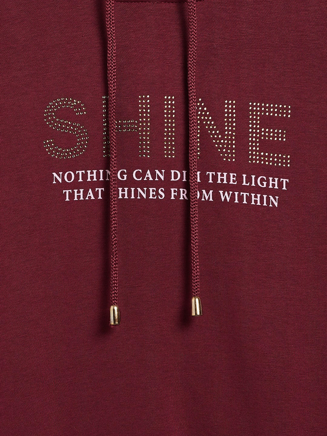 Maroon Printed Hooded Sweatshirt - Girls Sweatshirts