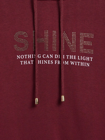 Maroon Printed Hooded Sweatshirt - Girls Sweatshirts