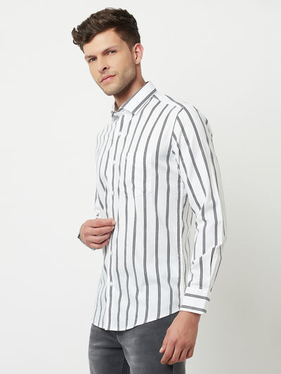 White Striped Shirt-Men Shirts-Crimsoune Club