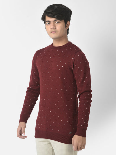  Maroon Polka-Dotted Sweater