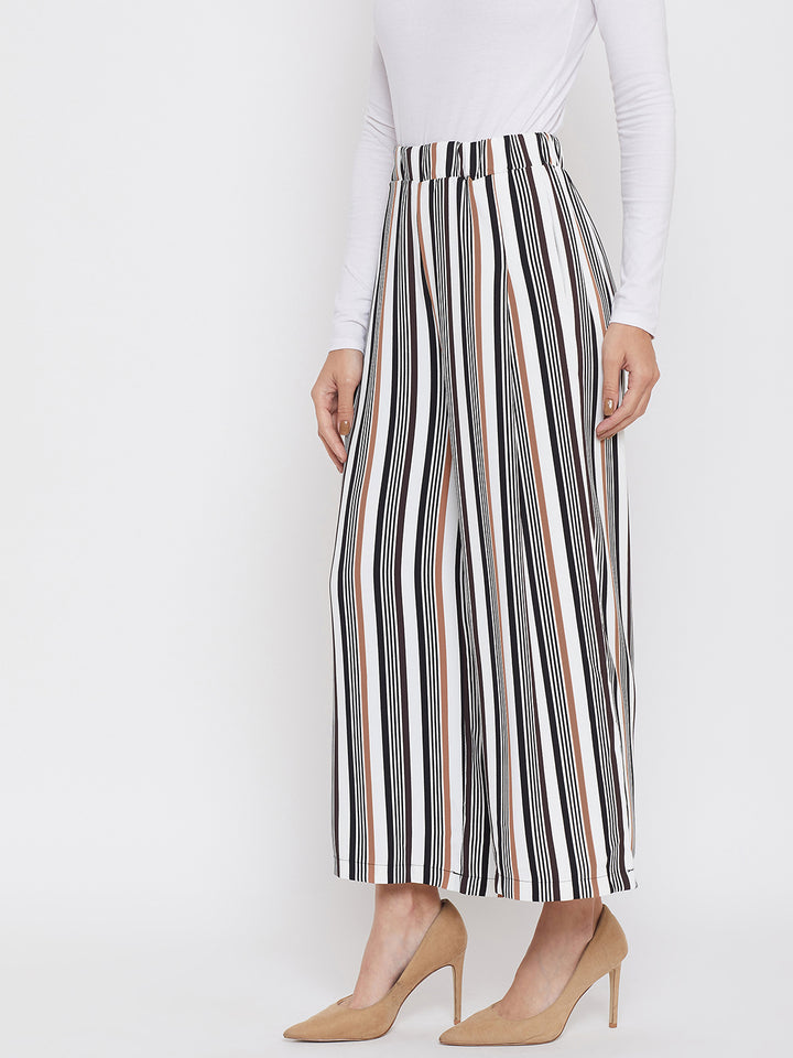 Striped Flared Culottes - Women Trousers