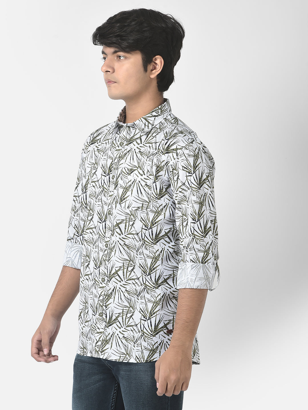  White Grass Printed Shirt