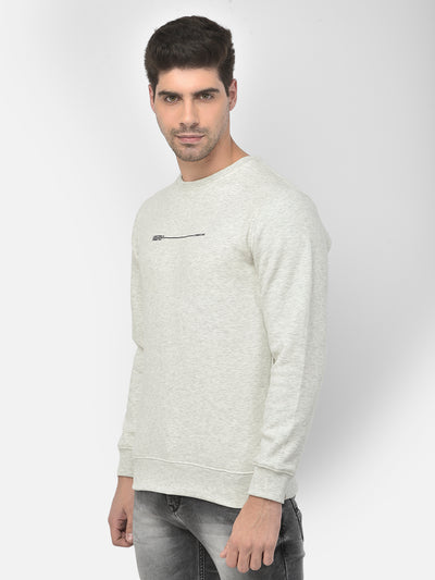 Grey Printed Round Neck Sweatshirt - Men Sweatshirts
